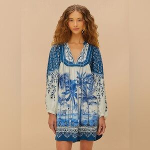 FARM Rio Off-White Palm Tree Beach Mini Dress NWT Size XS